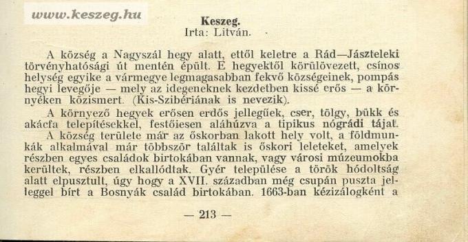 Magyar városok és vármegyék monográfiája - részlet 2. (Keszeg) 